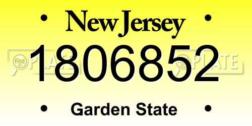 1806852 New Jersey License Plate
