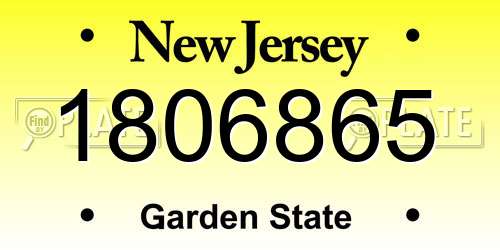 1806865 New Jersey License Plate