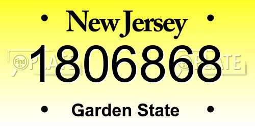 1806868 New Jersey License Plate