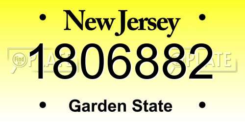1806882 New Jersey License Plate