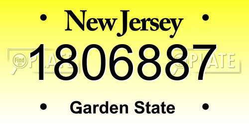 1806887 New Jersey License Plate