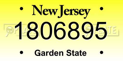 1806895 New Jersey License Plate