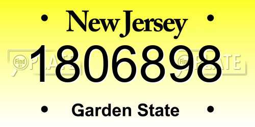 1806898 New Jersey License Plate