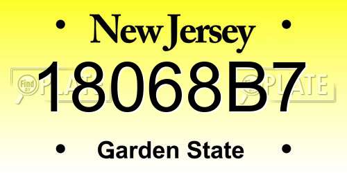 18068B7 New Jersey License Plate