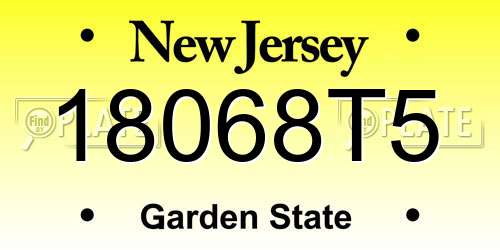 18068T5 New Jersey License Plate