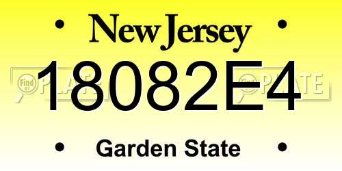 18082E4 New Jersey License Plate