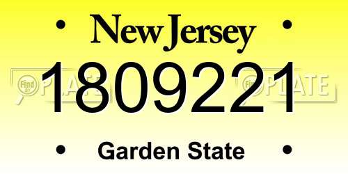1809221 New Jersey License Plate