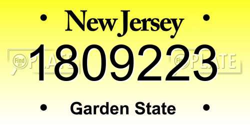 1809223 New Jersey License Plate