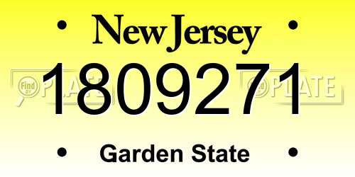1809271 New Jersey License Plate