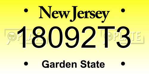 18092T3 New Jersey License Plate