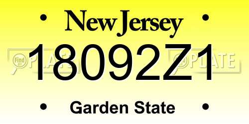 18092Z1 New Jersey License Plate