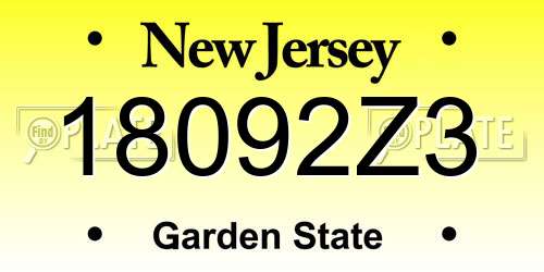 18092Z3 New Jersey License Plate