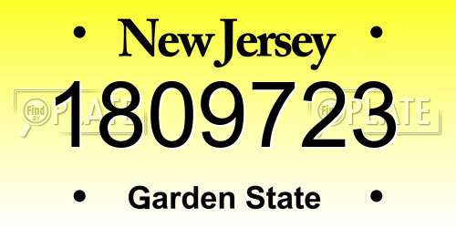 1809723 New Jersey License Plate