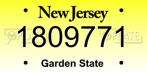 1809771 New Jersey License Plate