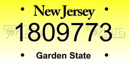 1809773 New Jersey License Plate