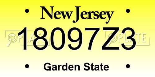 18097Z3 New Jersey License Plate