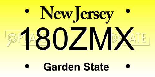 180ZMX New Jersey License Plate