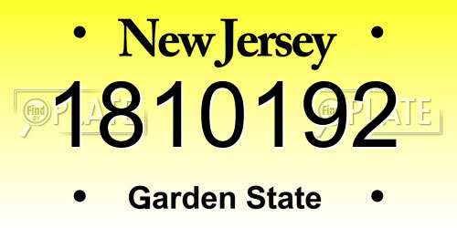 1810192 New Jersey License Plate
