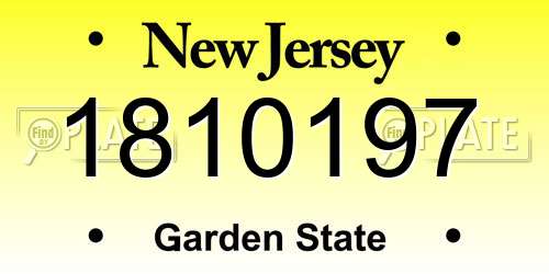 1810197 New Jersey License Plate