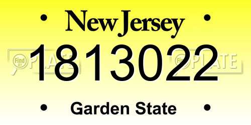 1813022 New Jersey License Plate