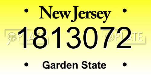1813072 New Jersey License Plate
