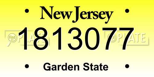 1813077 New Jersey License Plate