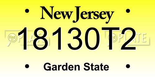 18130T2 New Jersey License Plate