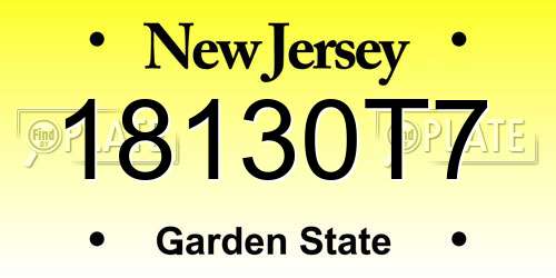 18130T7 New Jersey License Plate