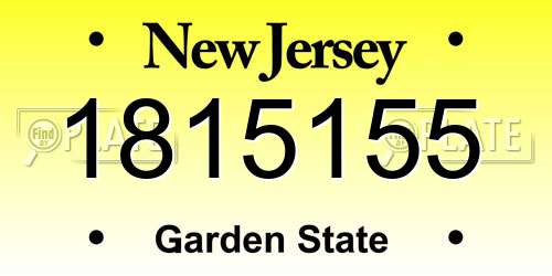 1815155 New Jersey License Plate