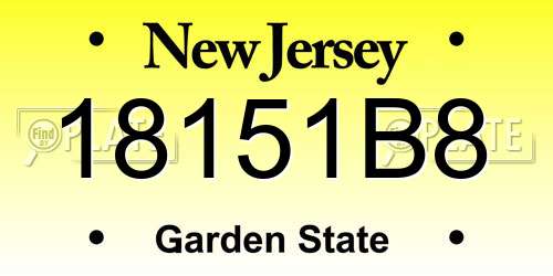 18151B8 New Jersey License Plate