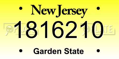 1816210 New Jersey License Plate
