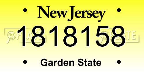 1818158 New Jersey License Plate