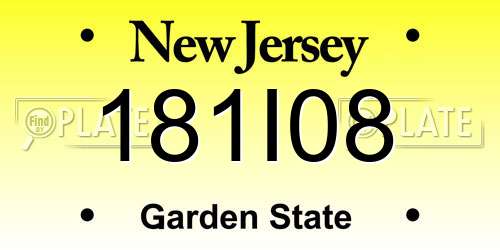 181I08 New Jersey License Plate