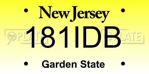 181IDB New Jersey License Plate