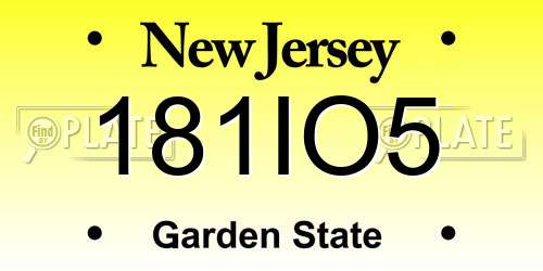 181IO5 New Jersey License Plate