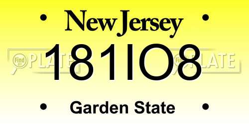 181IO8 New Jersey License Plate