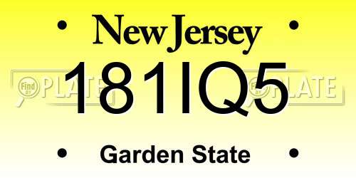 181IQ5 New Jersey License Plate