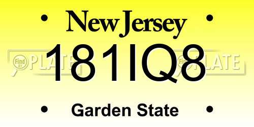 181IQ8 New Jersey License Plate