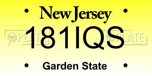 181IQS New Jersey License Plate