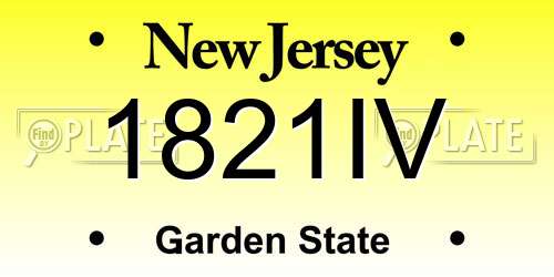 1821IV New Jersey License Plate
