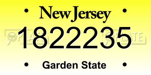 1822235 New Jersey License Plate