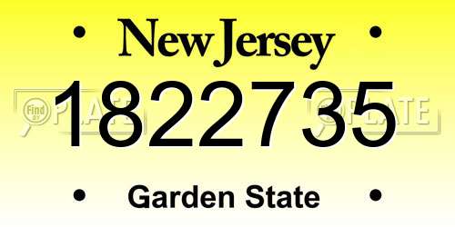1822735 New Jersey License Plate