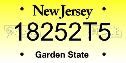 18252T5 New Jersey License Plate