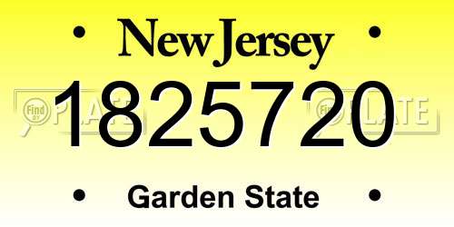 1825720 New Jersey License Plate