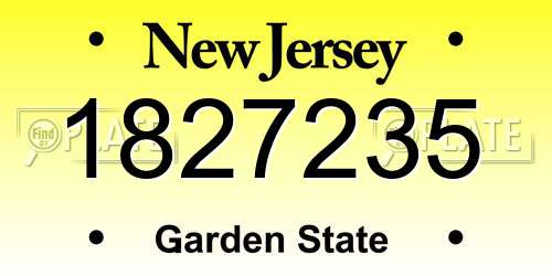 1827235 New Jersey License Plate