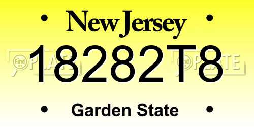 18282T8 New Jersey License Plate