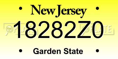 18282Z0 New Jersey License Plate