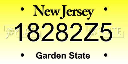 18282Z5 New Jersey License Plate