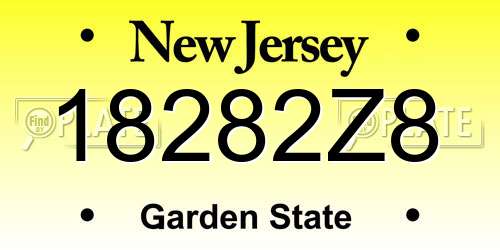 18282Z8 New Jersey License Plate