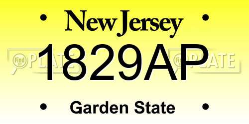 1829AP New Jersey License Plate